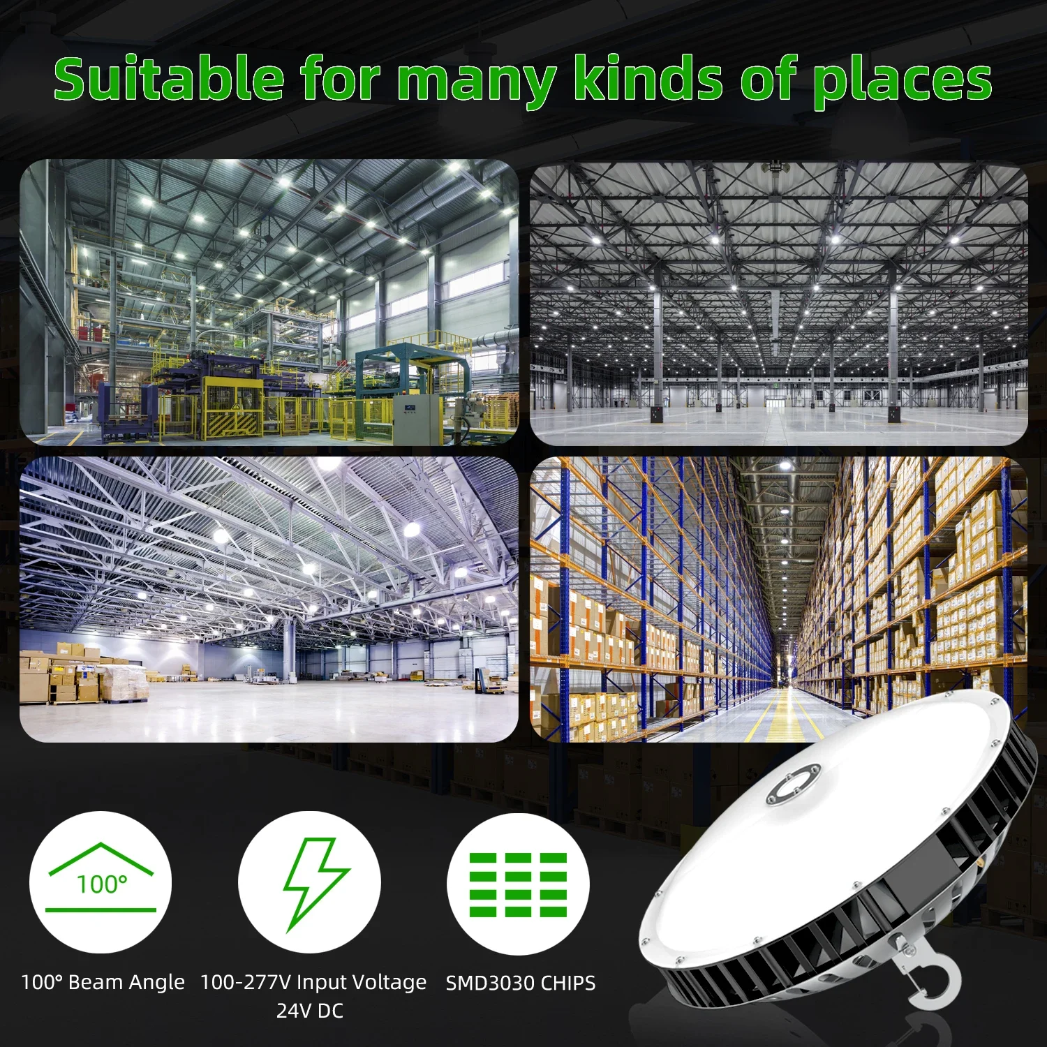 Youlumi وصول جديد 300 واط أدى ضوء خطي ارتفاع خليج ضوء ufo تركيبات الإضاءة الصناعية