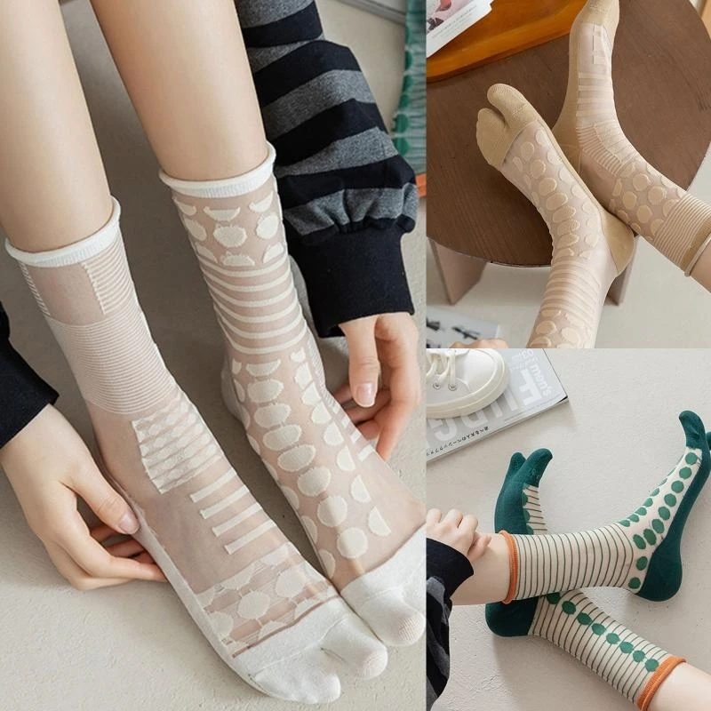 

Q22D женские летние кимоно из стекловолокна с раздельным носком, таби, носки с асимметричным геометрическим узором, тонкая с 2