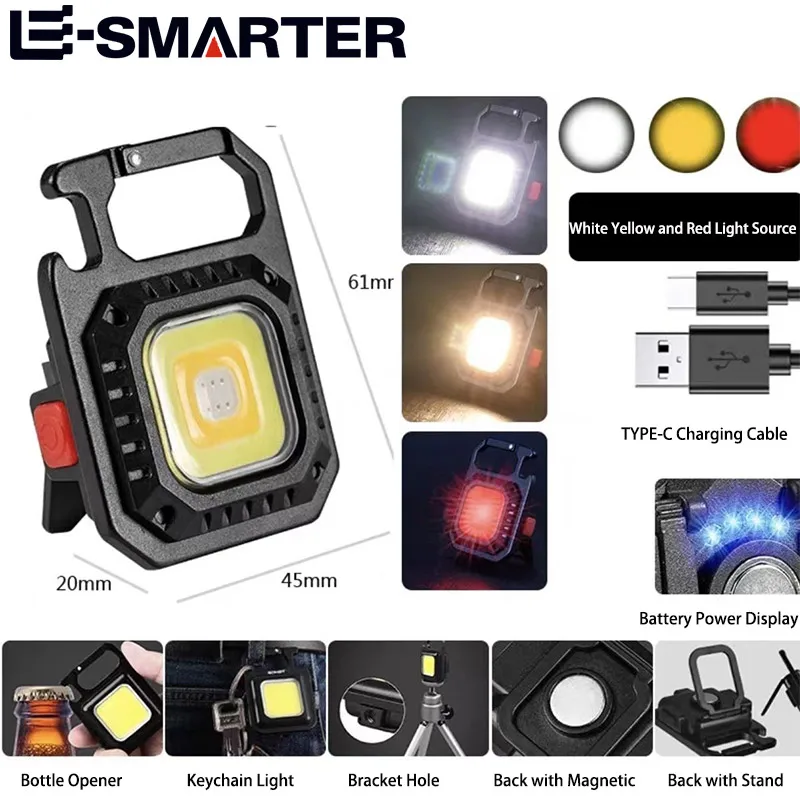 Outdoor Super Mini Portable LED Flashlight Keyring Rechargeable Multi Light Source Lamp with Magnet Bottle Opener Flashlight