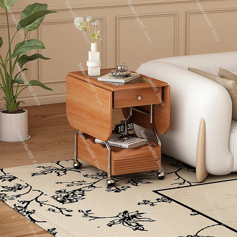 

Folding side table removable sofa side several small apartment small table ultra-thin ultra-narrow French medieval solid wood