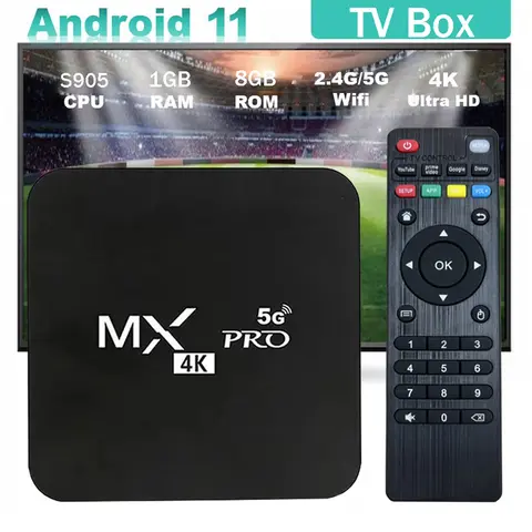 MX Pro TV Box Ulepszony Android 11 4G 5G Dual-WIFI 4K HD H.265 Odtwarzacz Multimedialny 3D Video Kino Domowe do TV Dekoder
