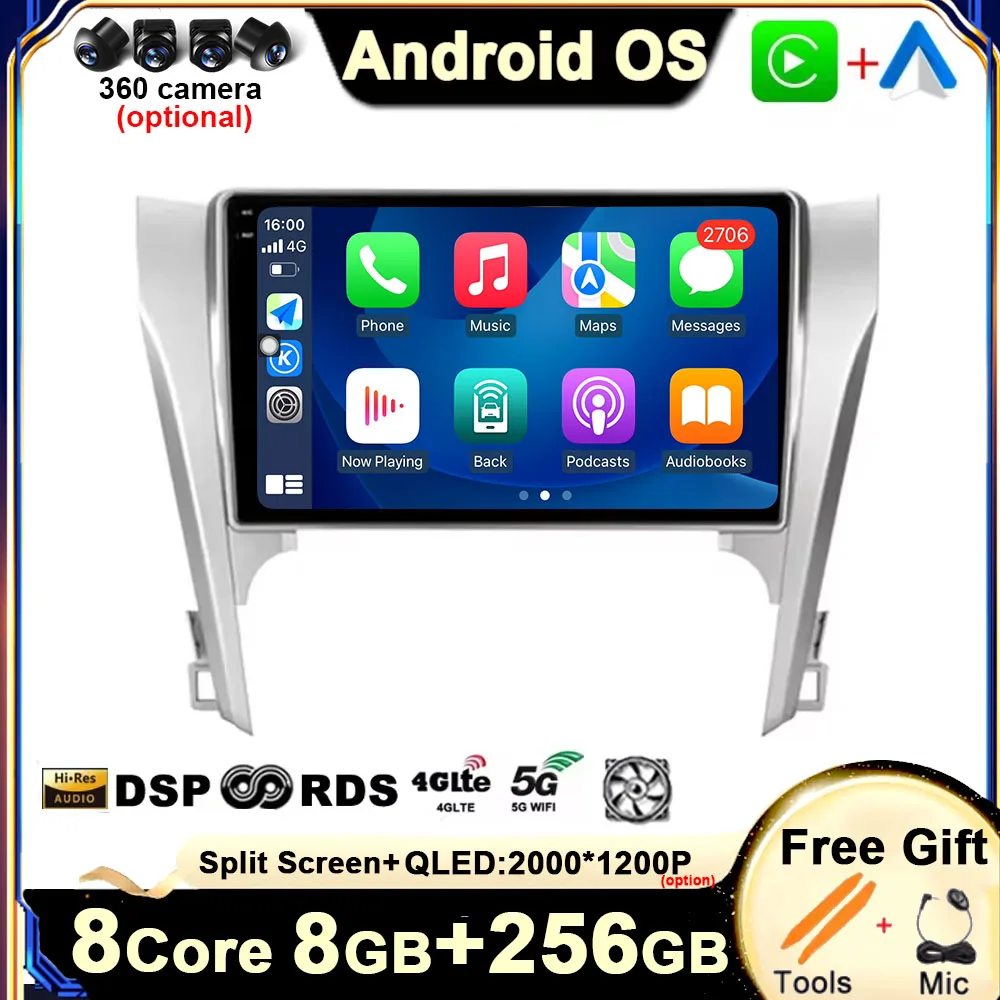 

Android 14 For Toyota Camry 8 50 55 2012 - 2014 Auto Radio Car Multimedia Player Navigation Screen GPS WIFI BT DSP Stereo 4G LET