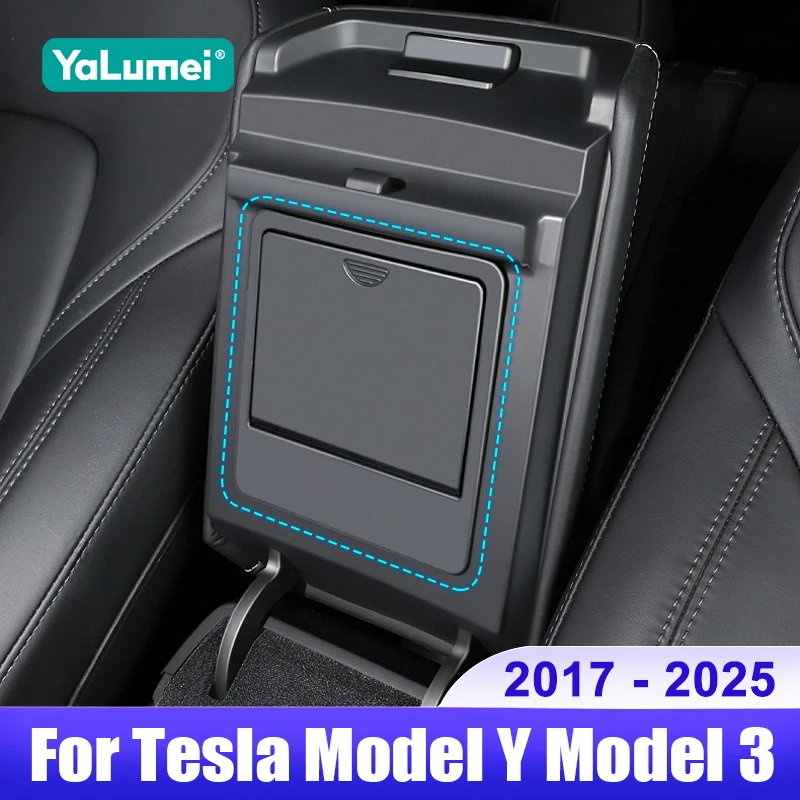 

For Tesla Model Y Model 3 2017-2021 2022 2023 2024 2025 Car Center Console Armrest Concealed Storage Box Hidden Tray Accessories