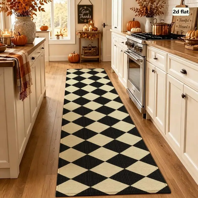 1PC Argyle Diamond Running Rugs, Hallway Rugs, Washable And Easy-to-maintain Home Decoration Carpet, Suitable For Hallways, Passages, Stairs, Bedrooms, Bedside, Laundry Rooms, Kitchens Etc