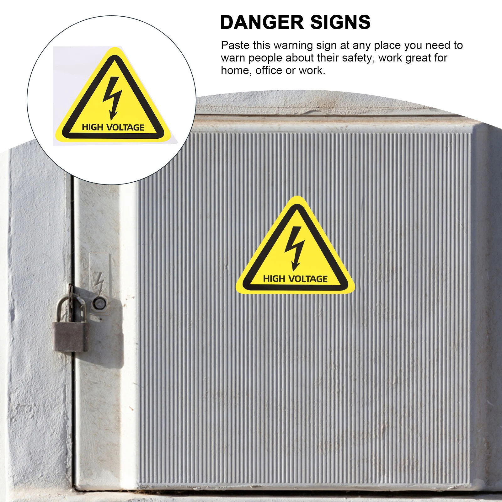6 Inch High Voltage Safety Sticker Yellow Triangle Warning Sign Labels Self Adhesive Electric Panel Caution Traffic Safety