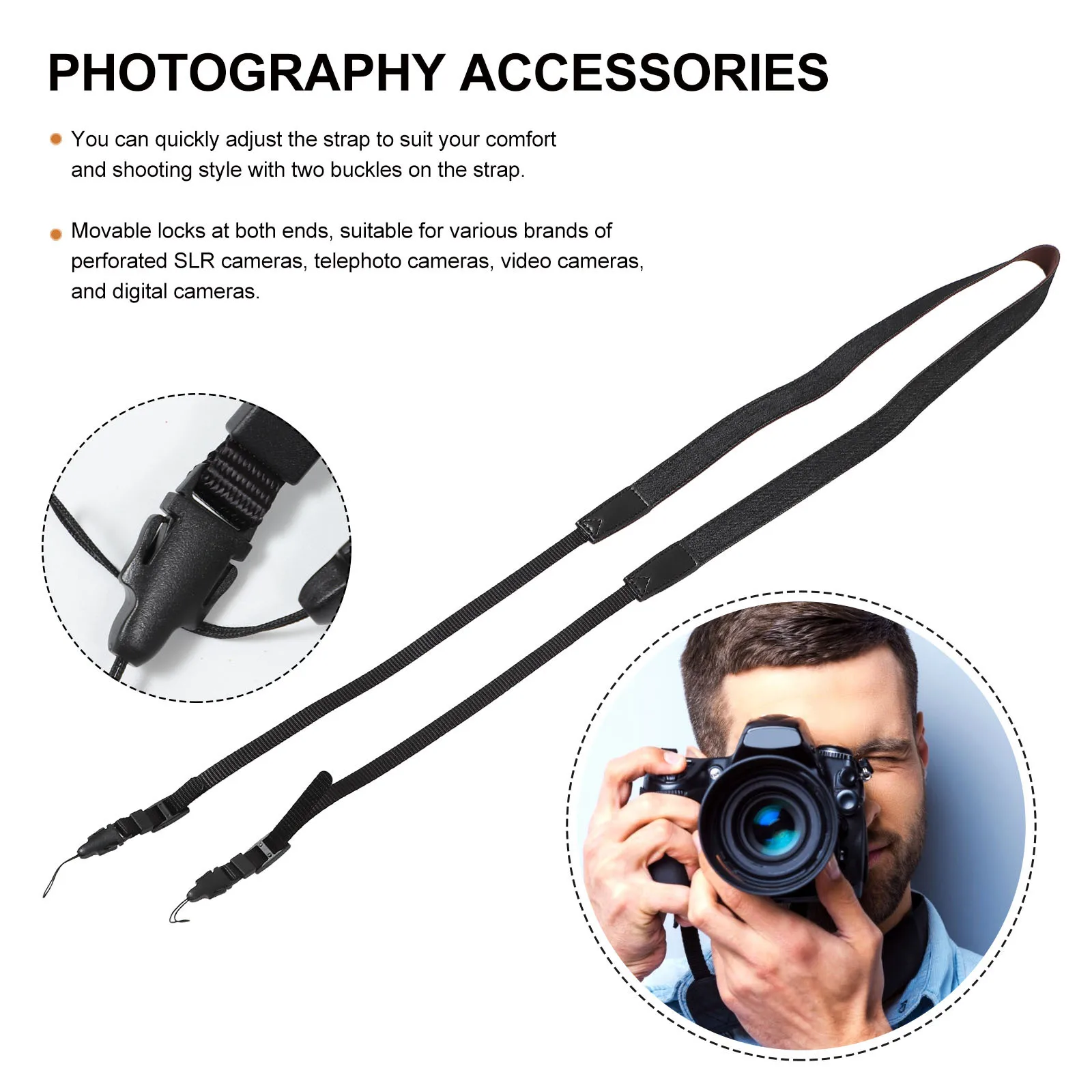 Camera Neck Adjustable Dslr Shoulder Strap Movable Locks For Photography Strap Accessories