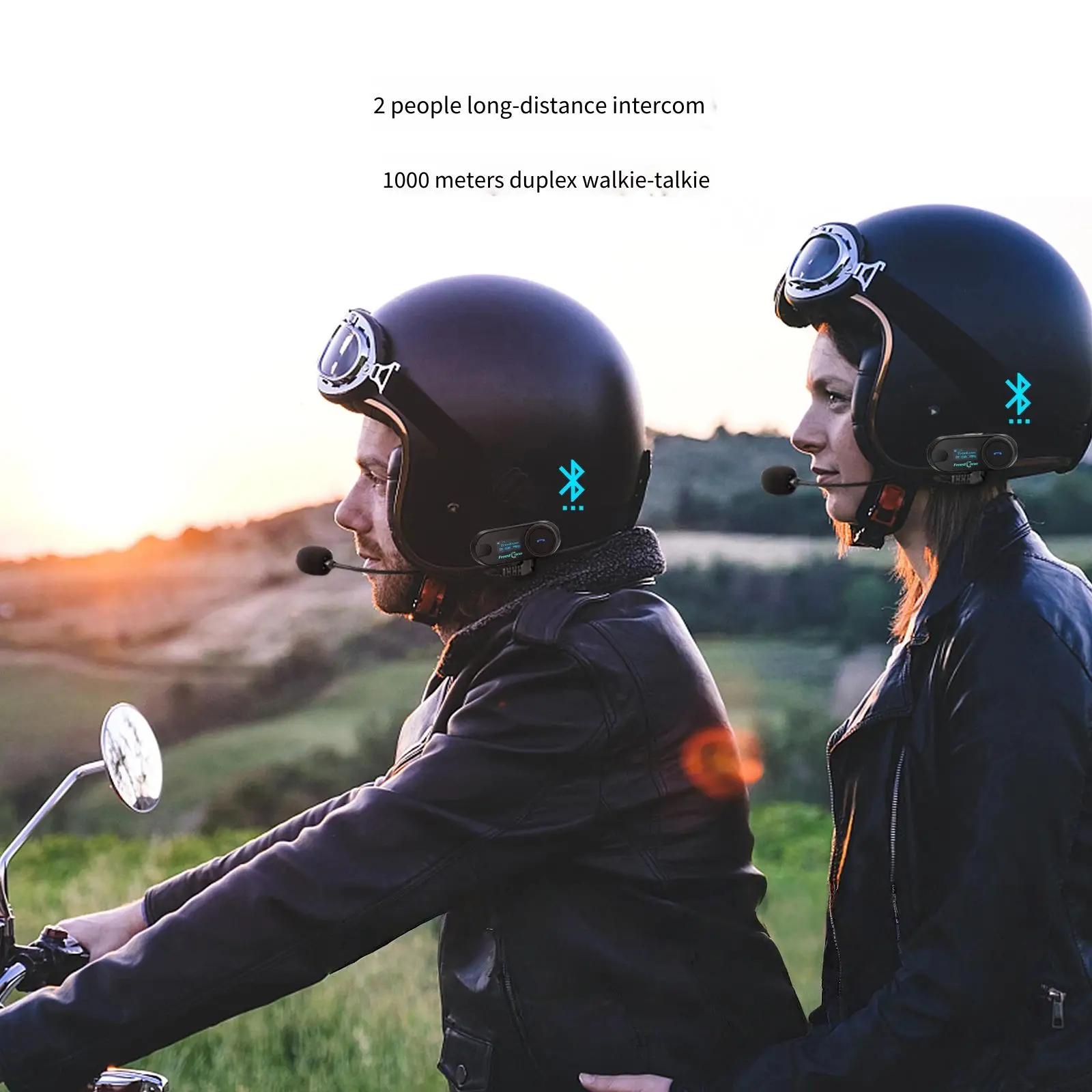 Freedconn Helmet Bluetooth Headset Group Motorcycle Intercom Headphones FM Music Share Intercomunicador up to 6 Riders T Com VB