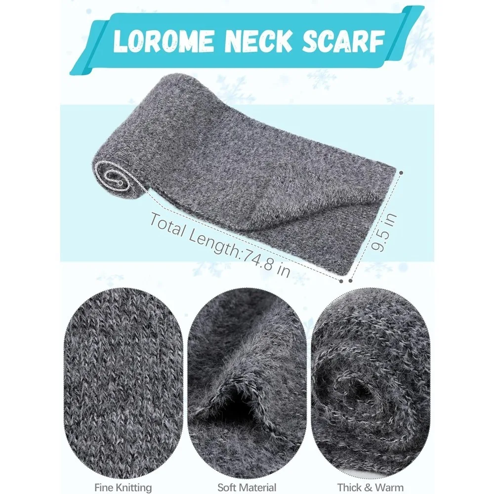 الشتاء قبعة قبعة وشاح قفازات، الدافئة الصوف متماسكة قبعة وشاح طويل الرقبة أدفأ شاشة تعمل باللمس قفازات الشتاء مجموعة هدايا للنساء