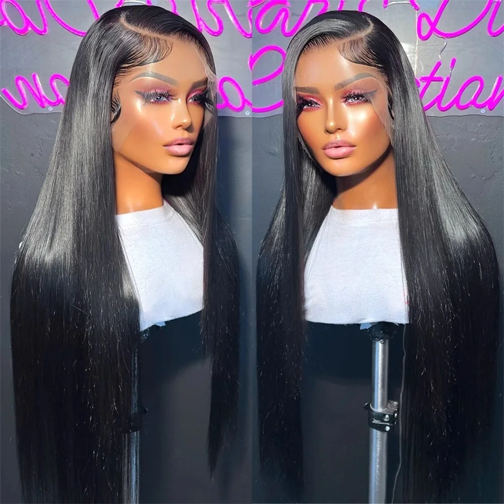 13x4 Transparent Lace Front Human Hair Wigs Pre Plucked 13x6 HD Lace Frontal Wigs 32 Inches Brazilian Straight 360 Full Lace Wig