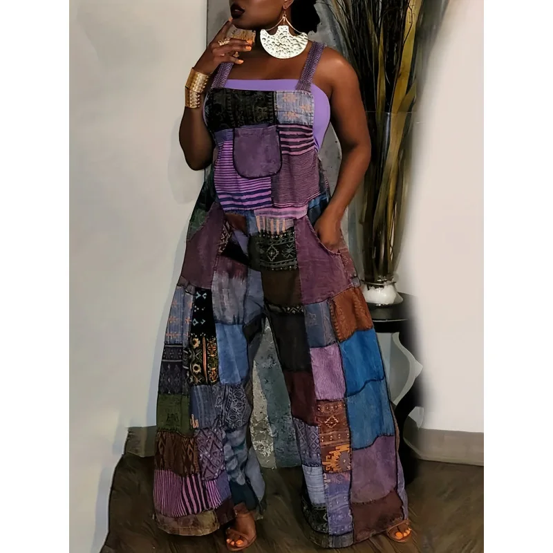 

Bohemian Print Overalls Women's Casual Harajuku Style Trousers Neutral Waist Other Material 100% Spring Season