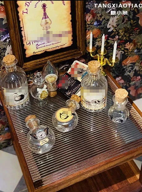 6Points DollHouse Miniature Magic Potions Retro Magic House Bryce Model BJD Potion Bottle Ob Scene Accessory Hourglass Gem Model