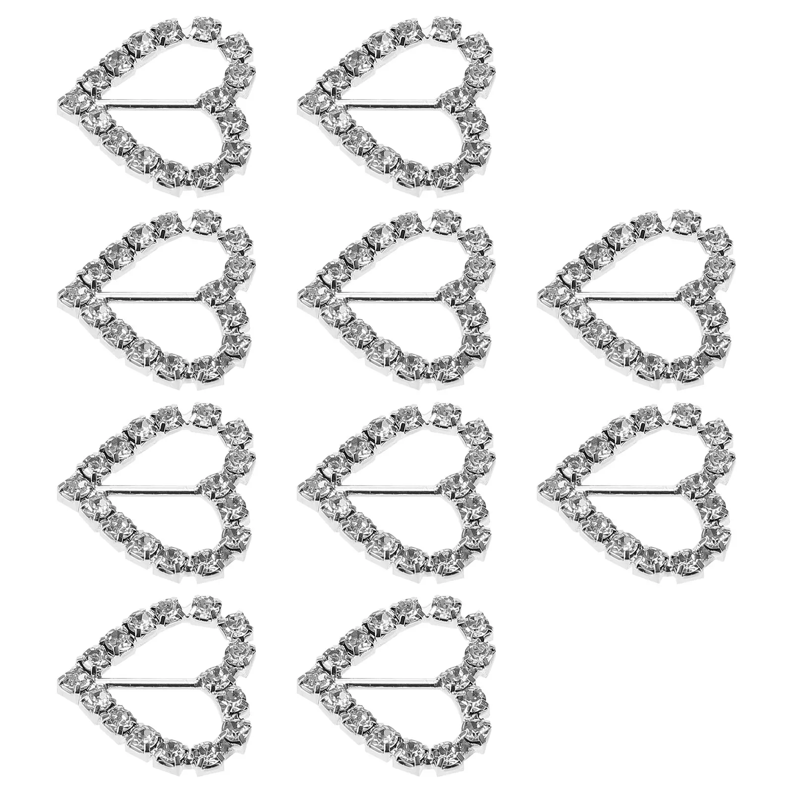 

10pcs Rhinestone Ribbon Buckle Sliders Fancy Glittery Silver 18x18mm Wedding Hair Bows Scrapbook Gift Box Craft Jewelry