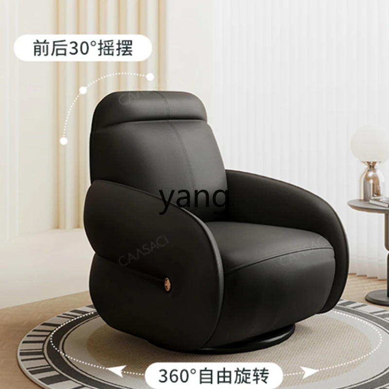 

Yjq Single Sofa Black Retro Electric Sleeping Rocking Rotating Living Room Recliner Leisure Anti-Scratching Fabric Leather