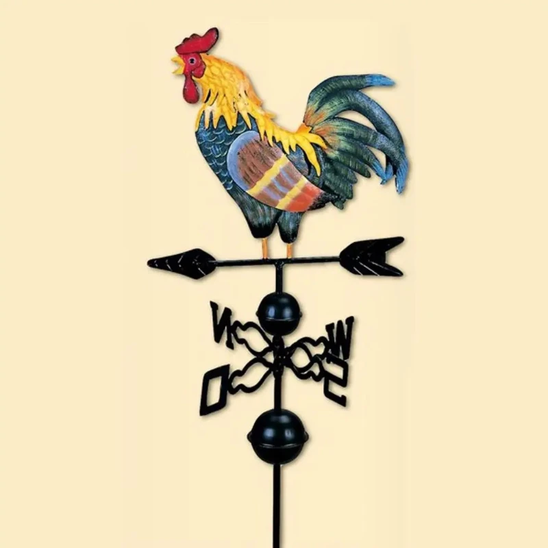 Rooster Cottage Standing Weathervane Wind Direction Indicator Lawn Patio Yard Walkway Ornament