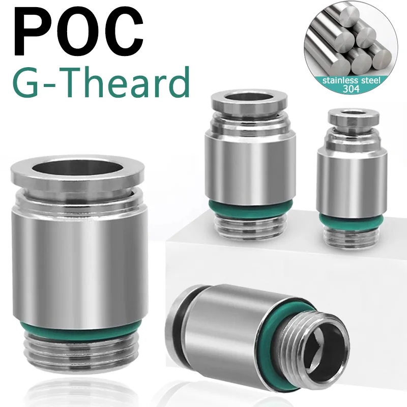 Pneumático Acoplamento Conector Rápido Rosca Externa Encaixe Hexagonal Interno Poc-g mm mm mm 10 mm 12 mm 10 Pcs 304 Aço Inoxidável