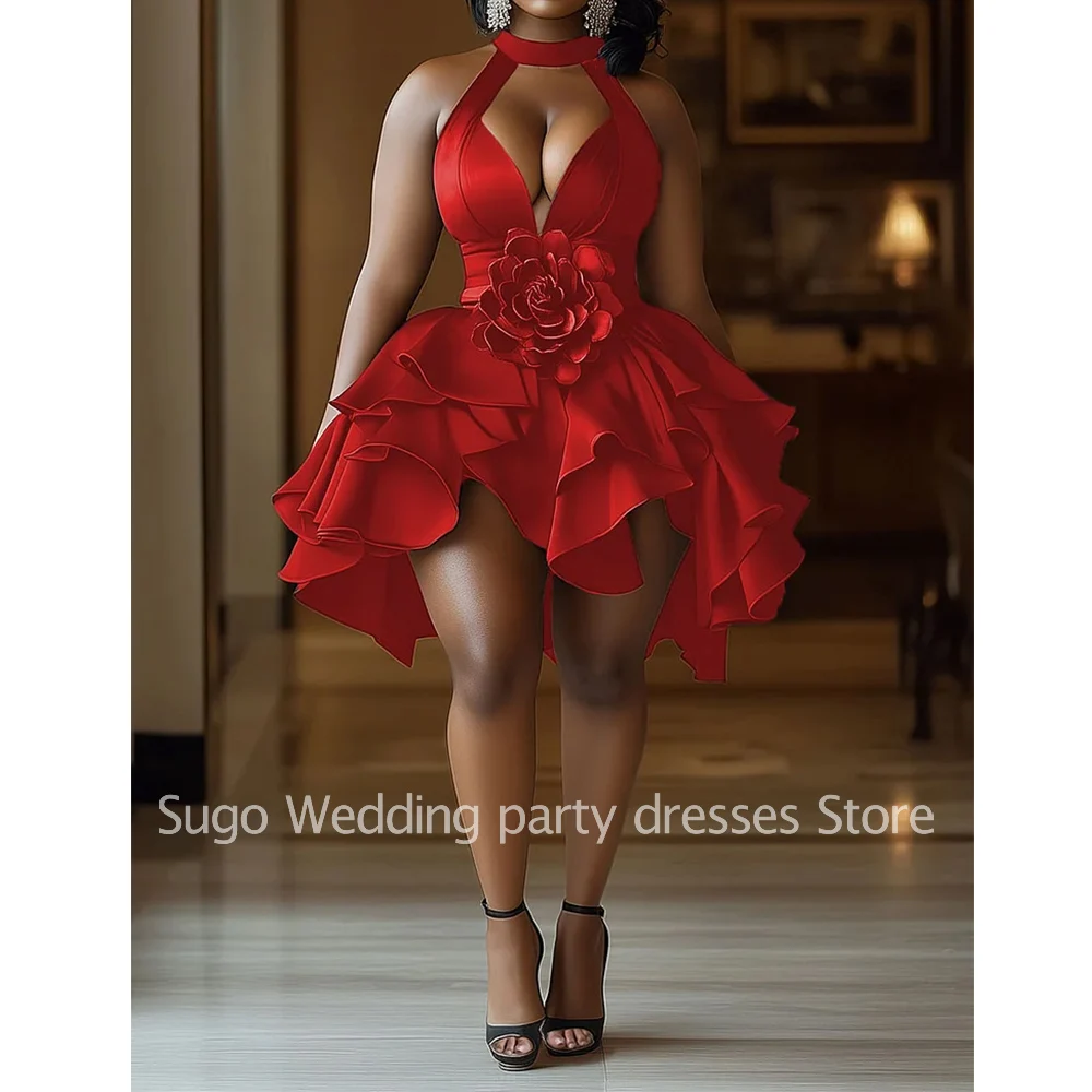 Personalizado elegante preto vestidos de cocktail para eventos especiais sem mangas sem costas alto-baixo baile de formatura festa de aniversário mini vestido 2025