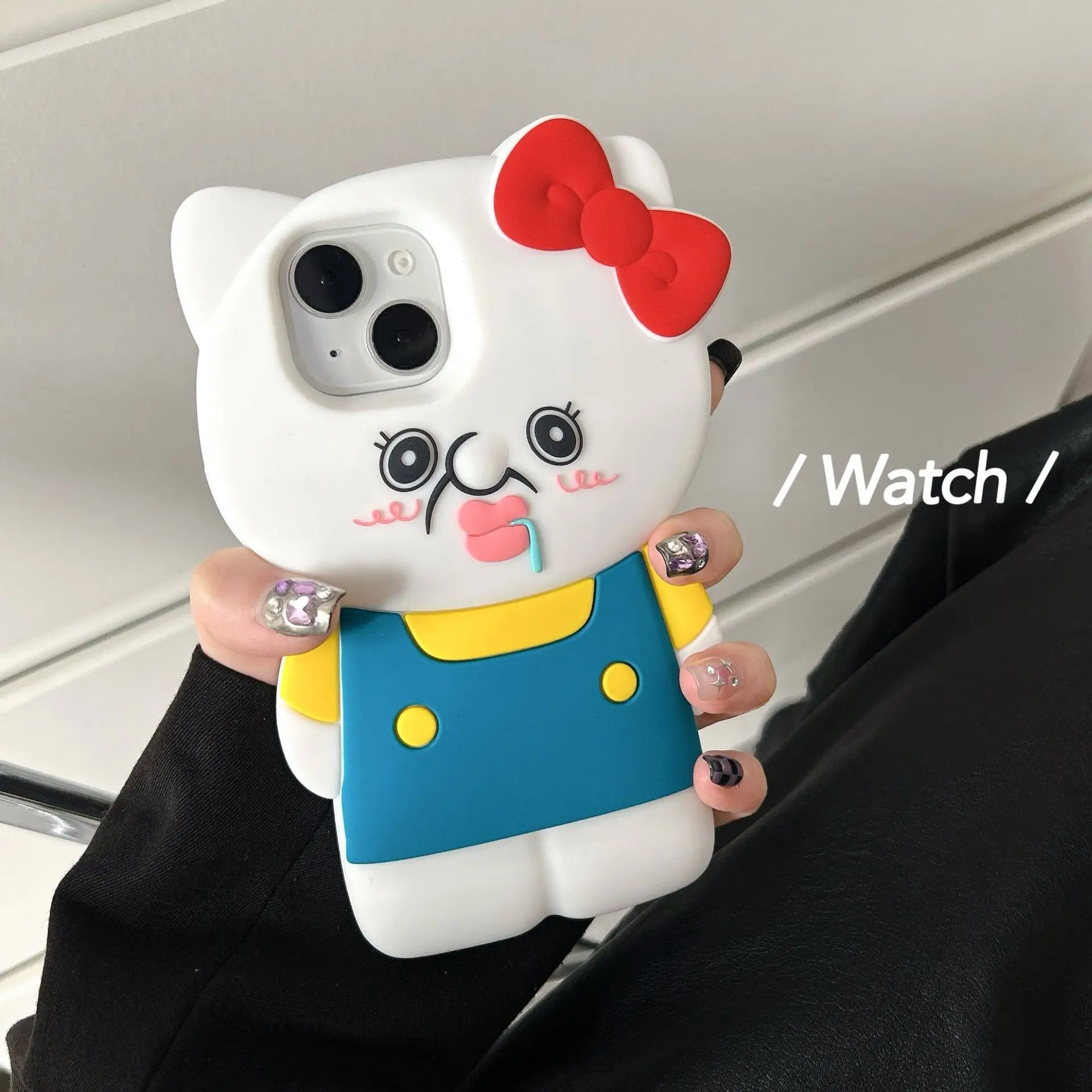 

Sanrio Hello Kitty Cartoon Iphone Case New Creative Silicone Material Anime Iphone Case Funny Phone Case Birthday Gift For Girls