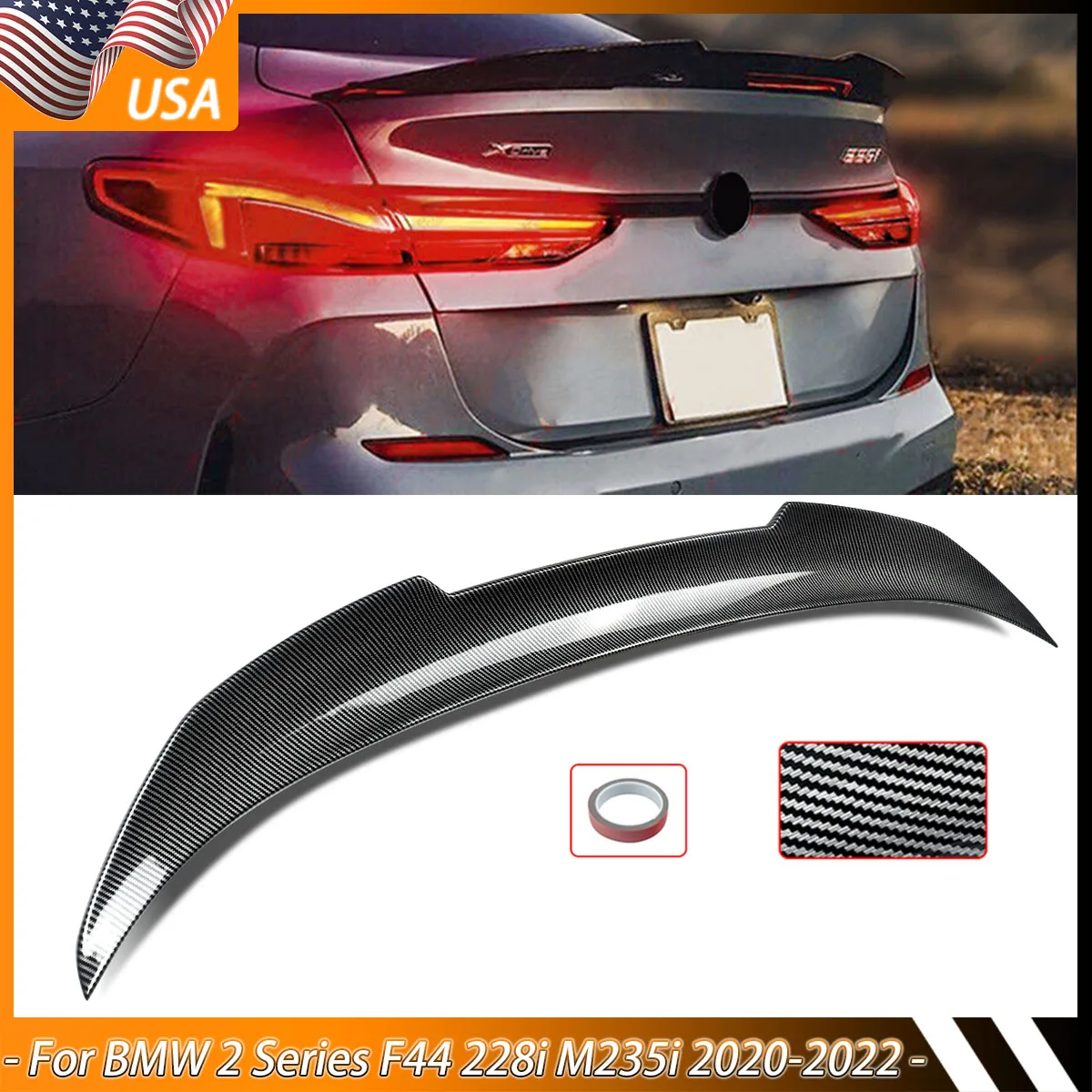 

Carbon Look For 2020-2022 BMW F44 228i M235i Gran Coupe PSM Style Trunk Spoiler