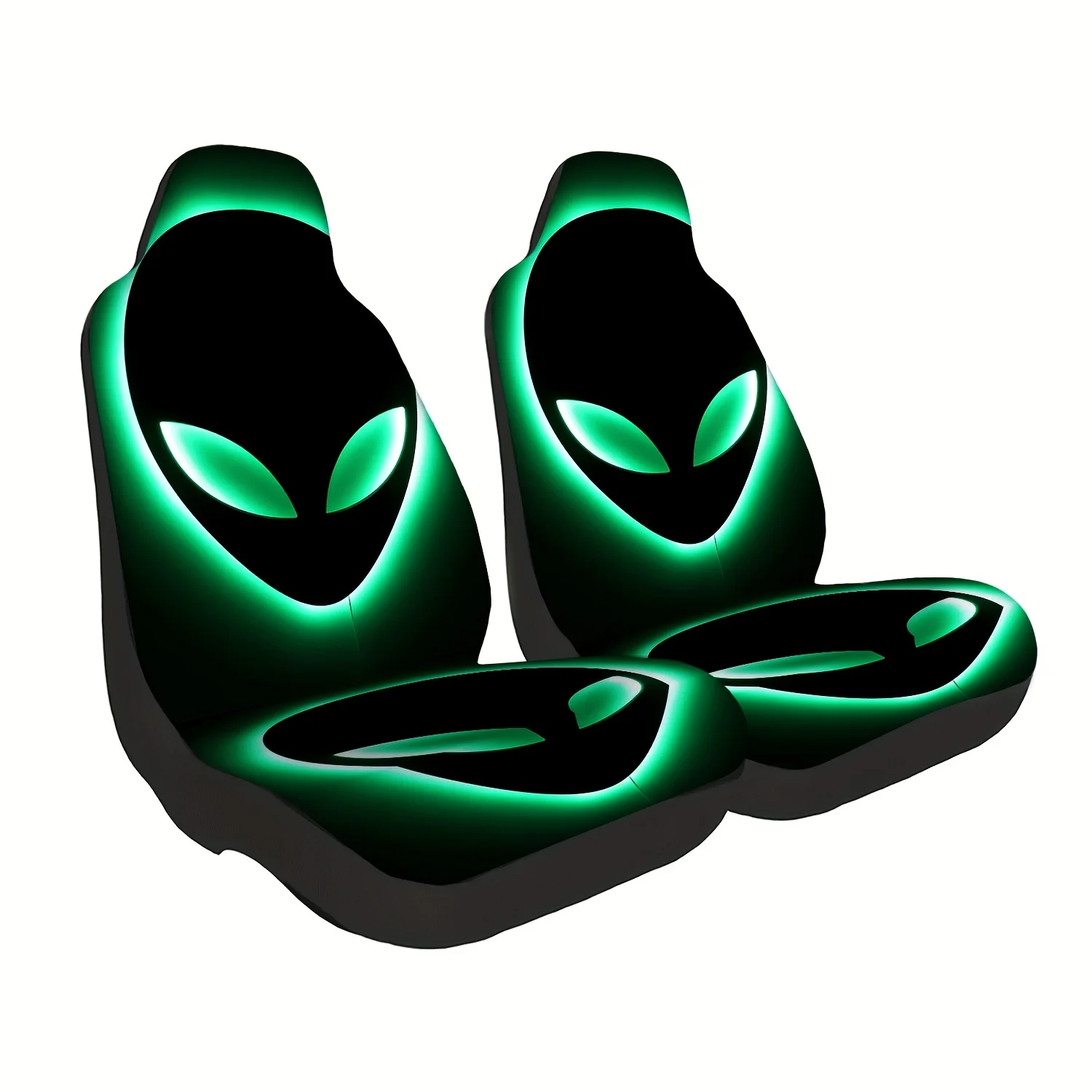 2pcs Alien-Themed Car Seat Covers With Cute Extraterrestrial Characters (Aliens) - Fit For Cars, Trucks, Vans, SUVs, Sedans - Ma