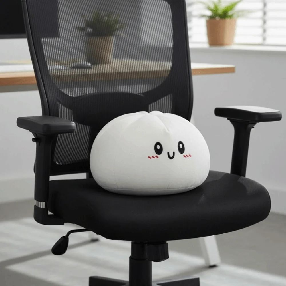Home Decor Cartoon Steamed Buns Decorative Pillow Fleece Surface Soft Buns PP Cotton Filling Dough Ball Pillow Car