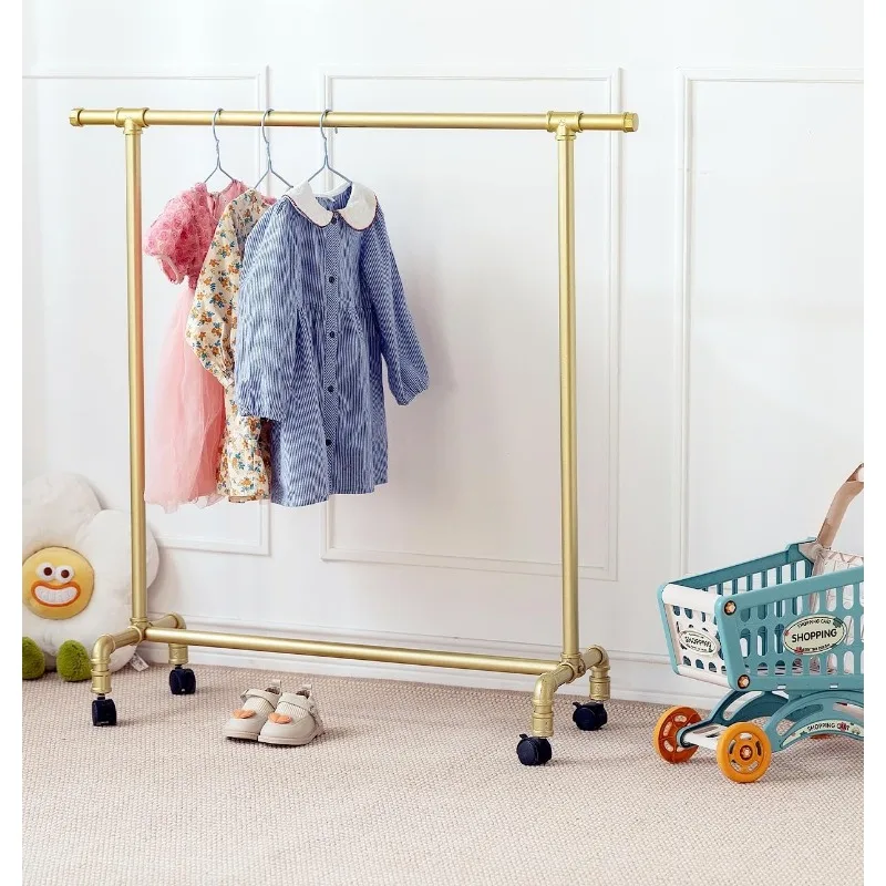 

Kids Clothing Racks,Child Dress up Racks with Hooks, Metal Pipes Costumes Garment Hanging Racks,Small Rolling Clothes Racks