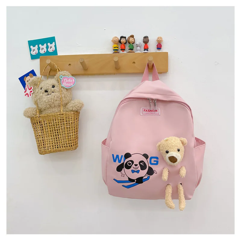 

New Cartoon Cute Fashion Bear Children School Bag for 3-5 Grades Young Children Load Reduction Lightweight Nylon Kids Backpacks