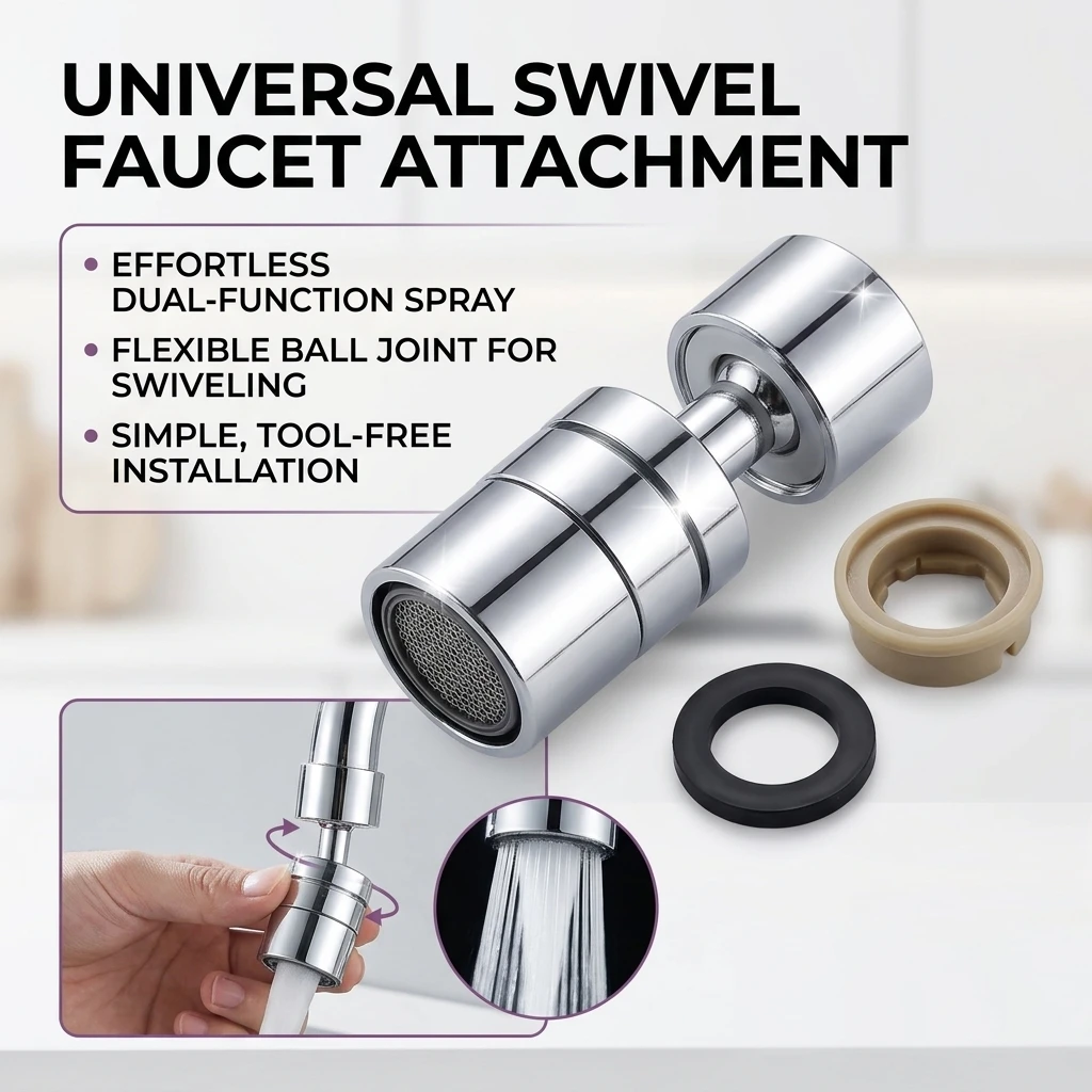 360 Degree Rotatable Dual Mode Anti Splash-Faucet Aerator For Kitchen And Bathroom With 2 Water Flow Modes Durable Plastic