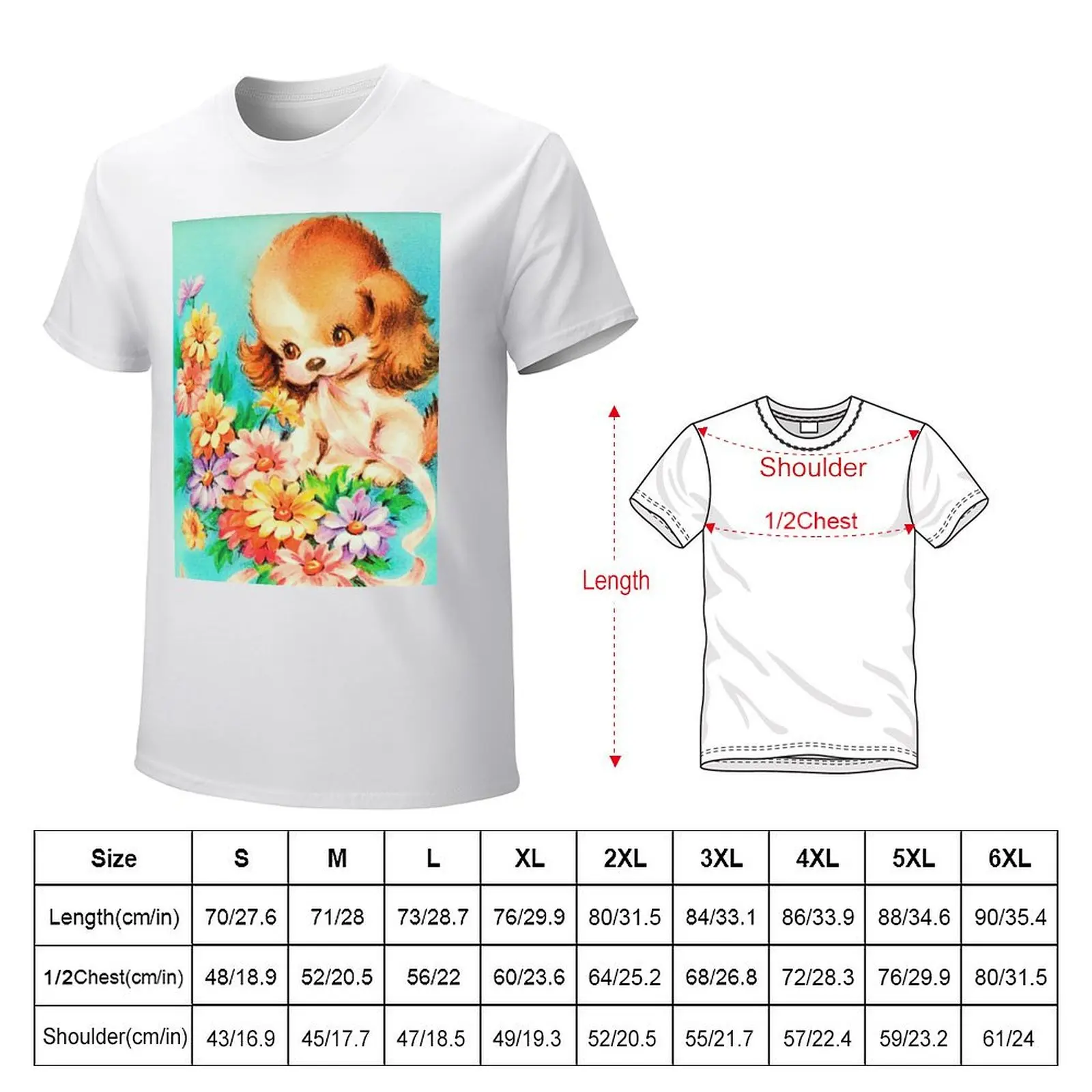 Vintage Retro Kawaii Kitsch Puppy Dog Valentine's Day Spring Easter T-Shirt tees new edition blanks Men's t shirts