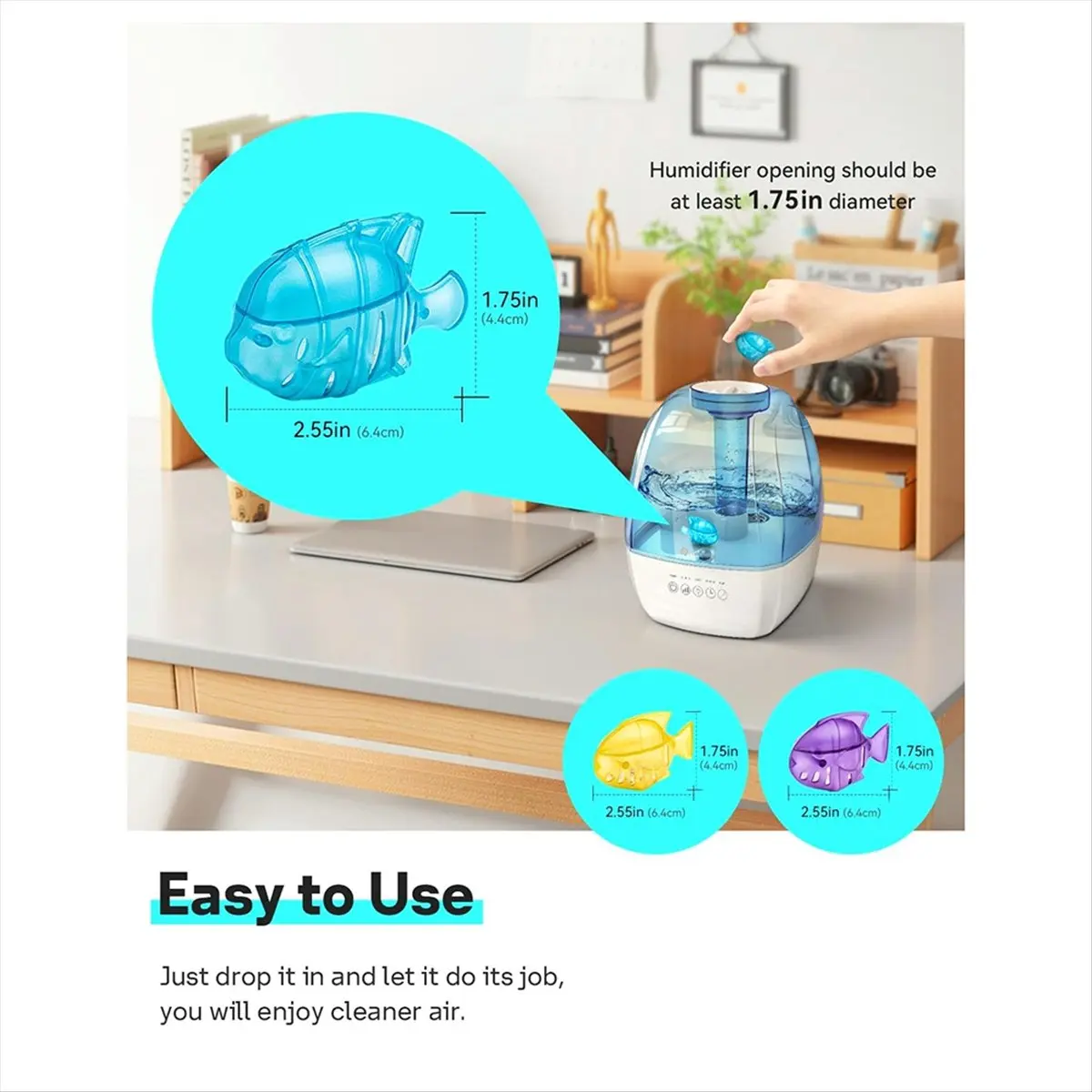 N14R Top Humidifier Cleaning Fish for Humidifiers & Fish Tanks, 15 Pack Humidifier Cleaner, Prevents Hard Water Build Up