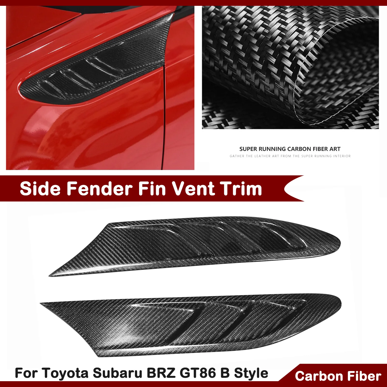 

Carbon Fiber Side Fender Air Vent Trim Cover Spoiler Canard For Toyota 86 GT Subaru BRZ Scion FR-S 2012-2020 Model B