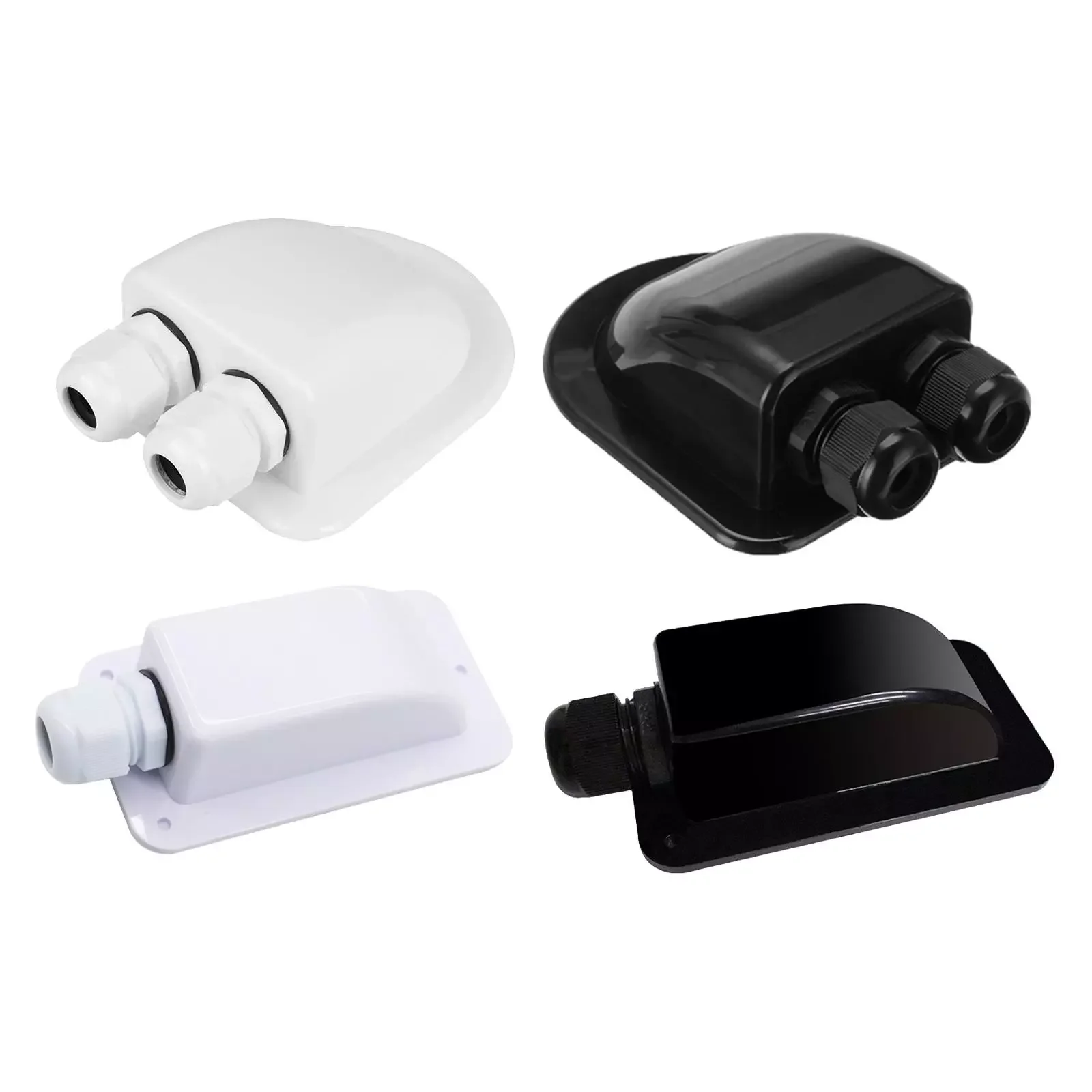 Weatherproof ABS Solar Double Cable Entry Gland, White IP68 Waterproof Weather Resistant Dual Cable Entry Housing for All Cable