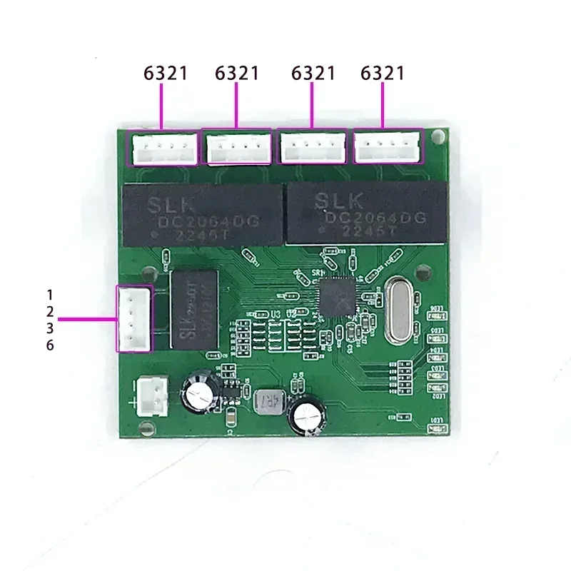 5-Port-Verkabelungssplitter mit breitem Temperatur und geringem Stromverbrauch in Industriequalität, 10/100 Mbit/s Mini-Pin-Mikro-Netzwerk-Switch-Modul