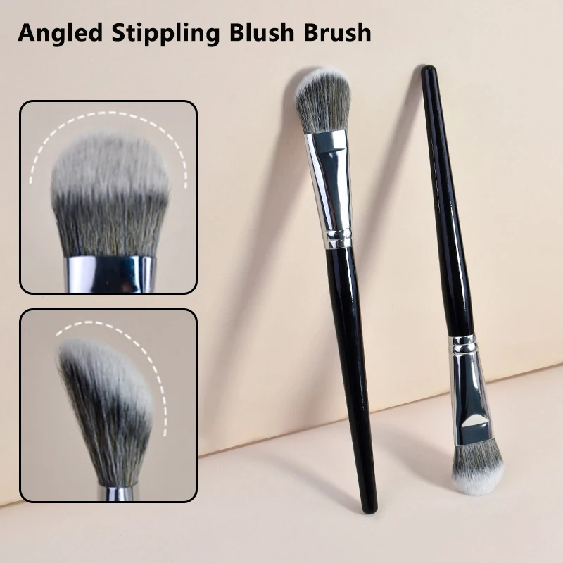 Brocha para colorete en forma de pendiente, suave, sintética, pequeña y precisa, para colorete en polvo de alto brillo, herramientas cosméticas de belleza para mujer