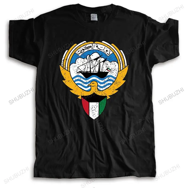 Футболка мужская с круглым вырезом, забавная тенниска с гербом Кувейта, забавная майка с национальным гербом, европейский размер, лето