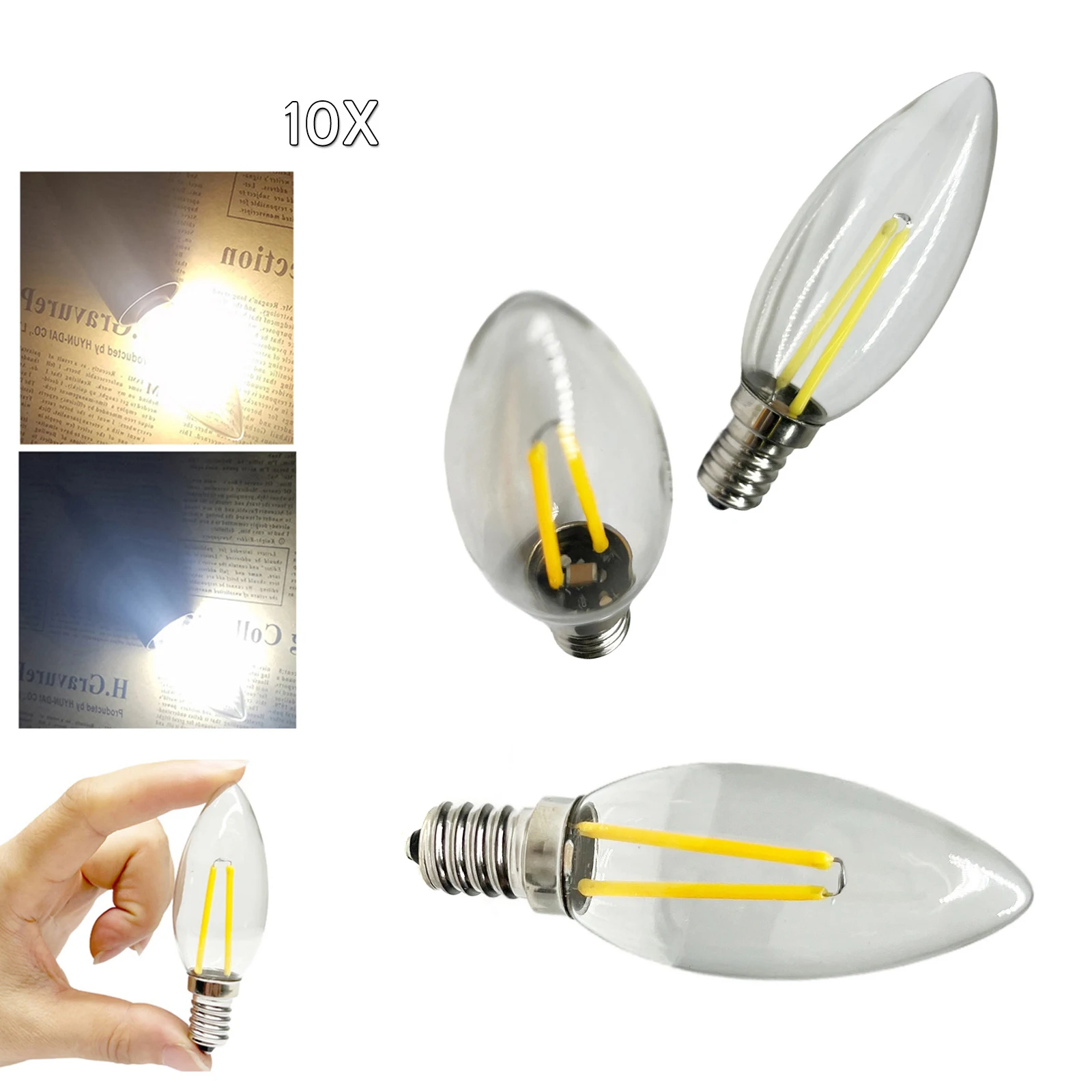 10X 2w E14 E12 C25 นำหลอดไฟเทียนห้อง 360 ° / ลำแสง / มุมประหยัดพลังงาน / ประหยัดพลังงานโคมระย้าเปลี่ยนไฟตกแต่งเทียน LED