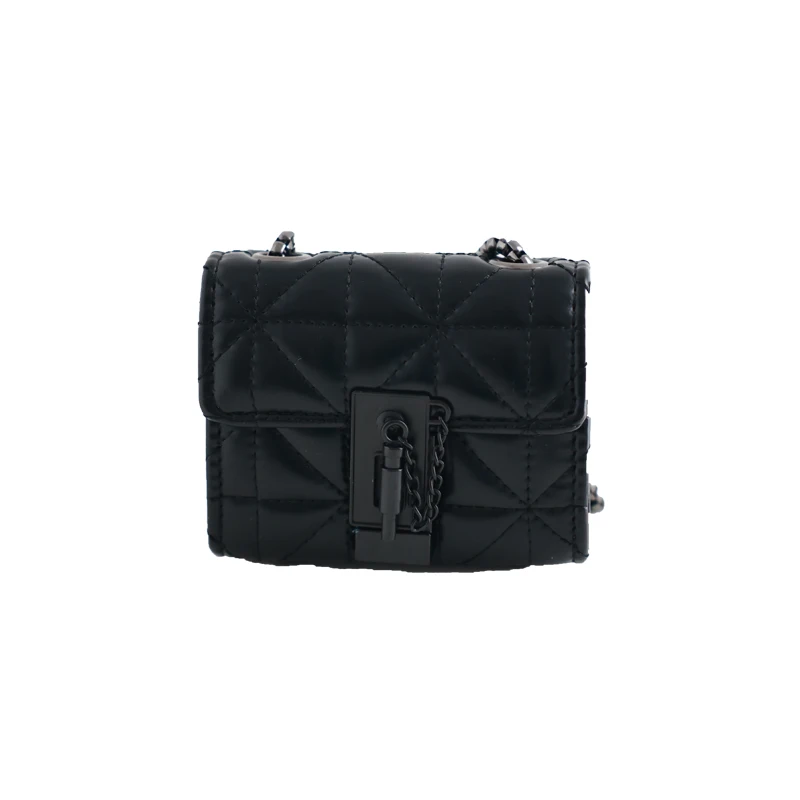 حقيبة كتف صغيرة للنساء بتصميم أنيق وجودة عالية مع سلسلة حمل سوداء، حقيبة صيفية عصرية صغيرة من الجلد الصناعي الناعم مع إغلاق ب...