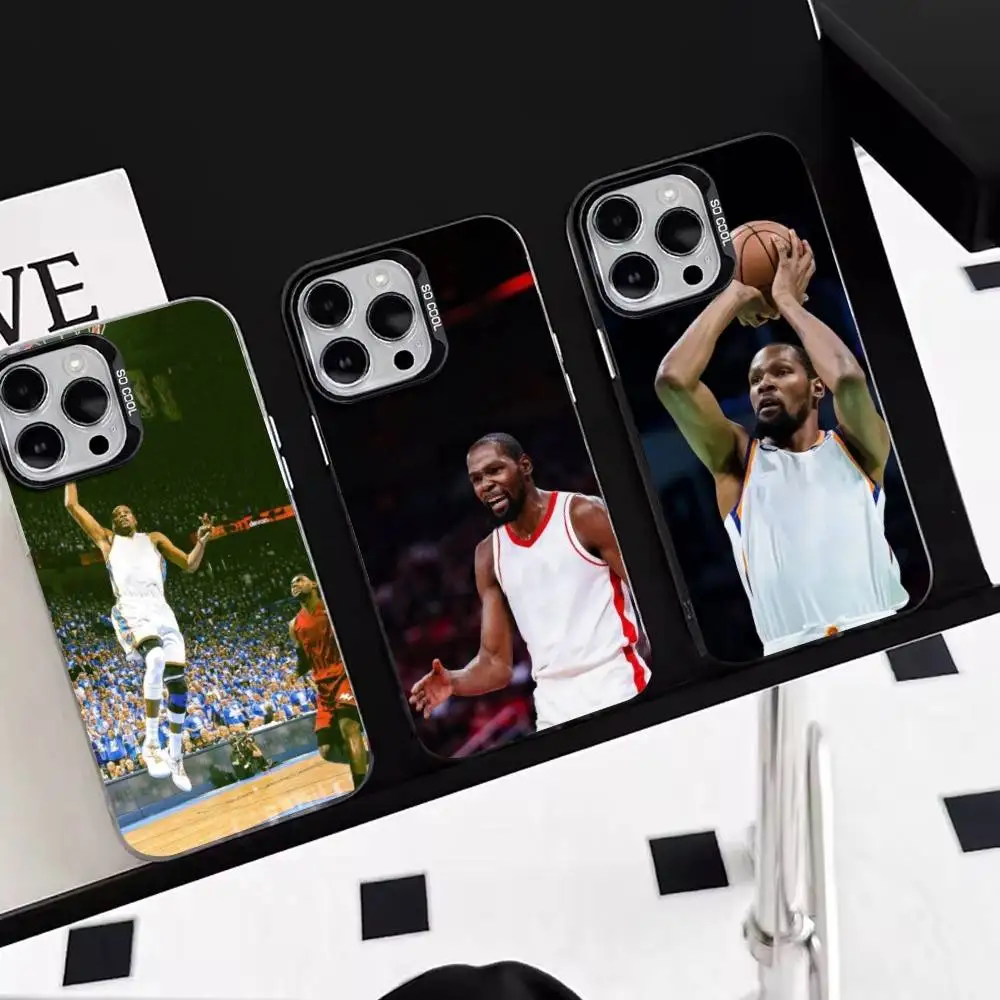 Capa de Celular K-Kevin Durant Basquete Esporte América para iPhone 17, 16, 15, 14, 13, 12, 11 Plus, Pro Max, XS, Colorida Prateada