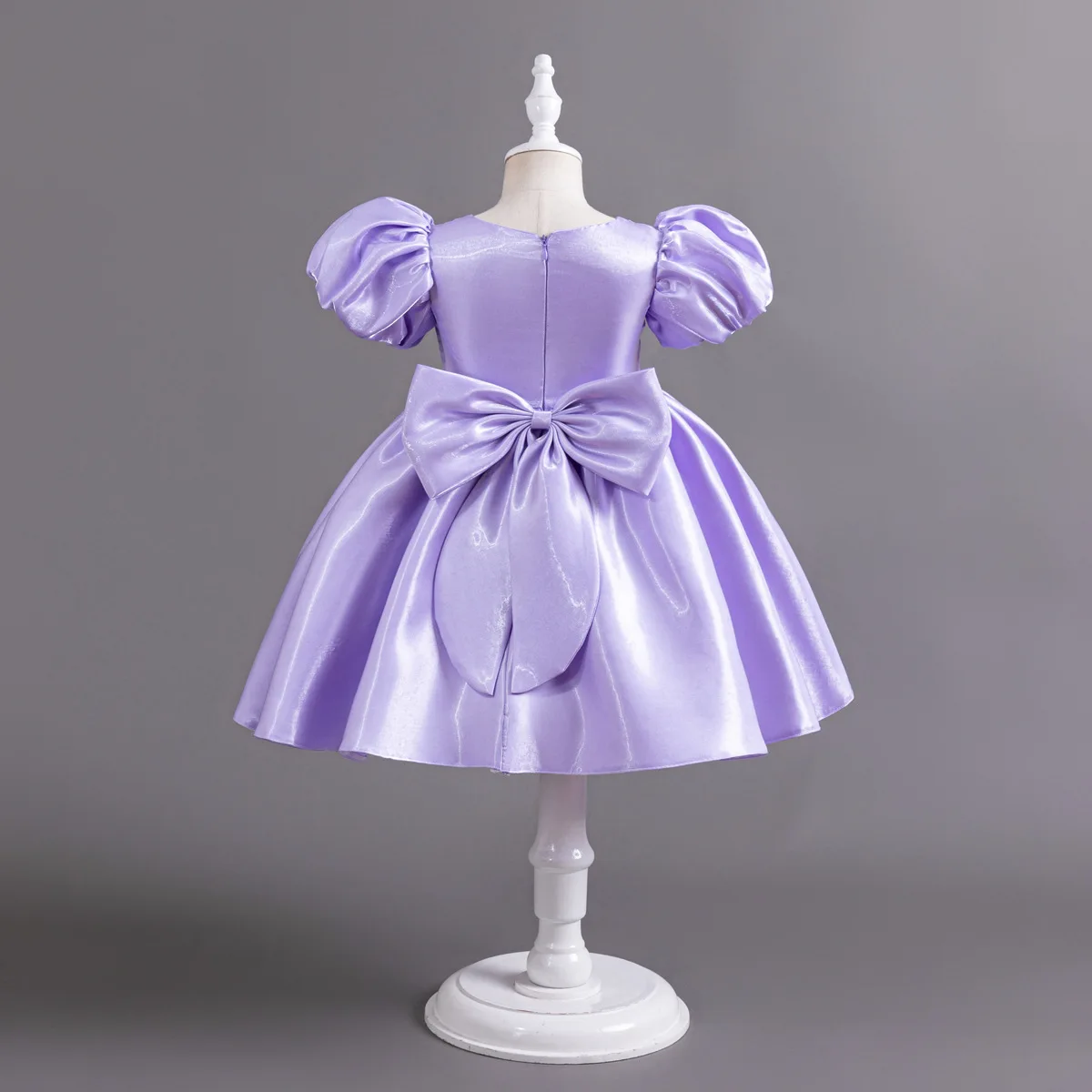 HETISO Golden Brooch Girl Princess Dress Kids Retro Satin Puff Sleeve Wedding Party Birthday Tutu Dresses Gown Child Clothes 1-6