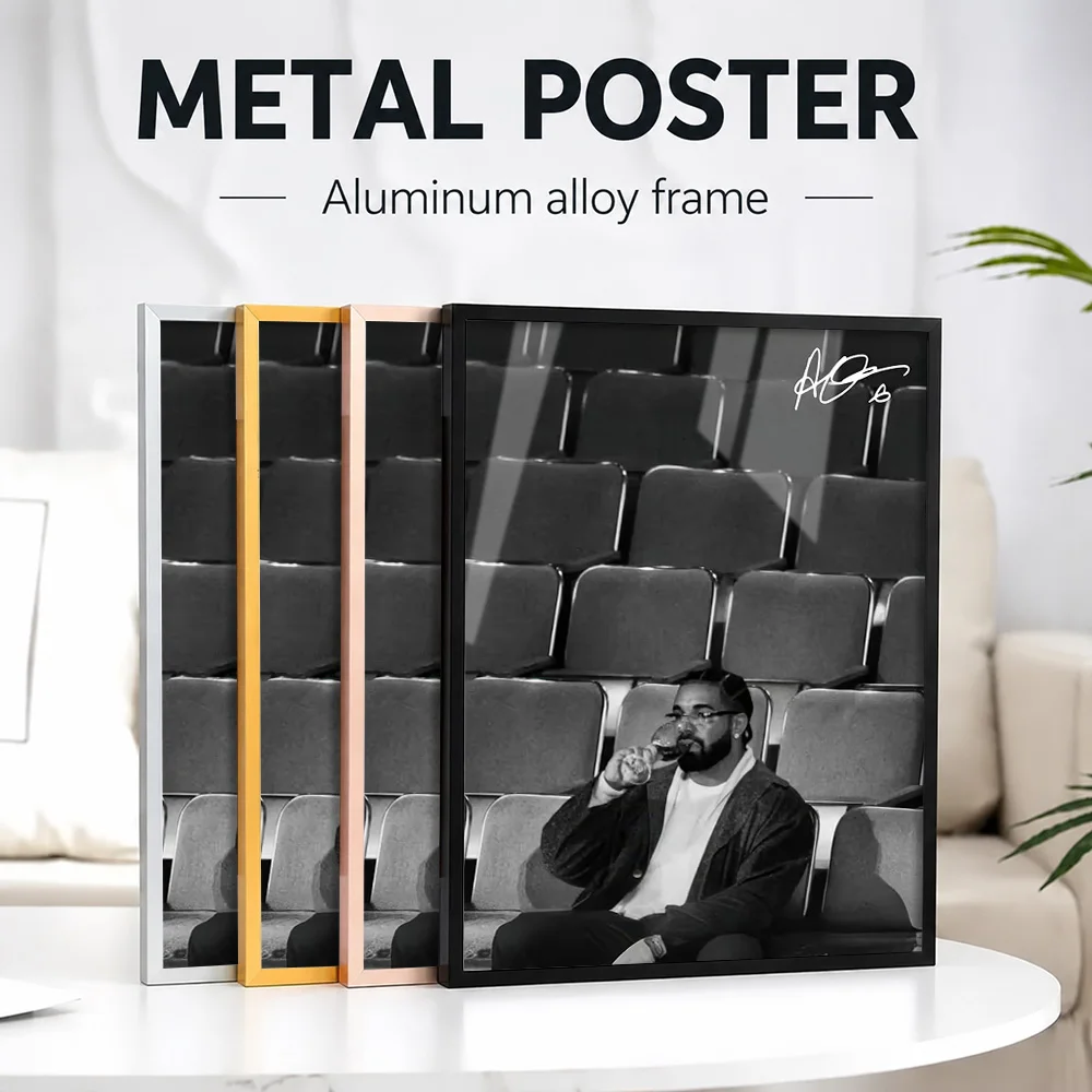 Drake Live Performance Framed Aluminum Metal Poster Customized Photo Vibrant Spotlight Style Wall Art For Lounge Musician Gift