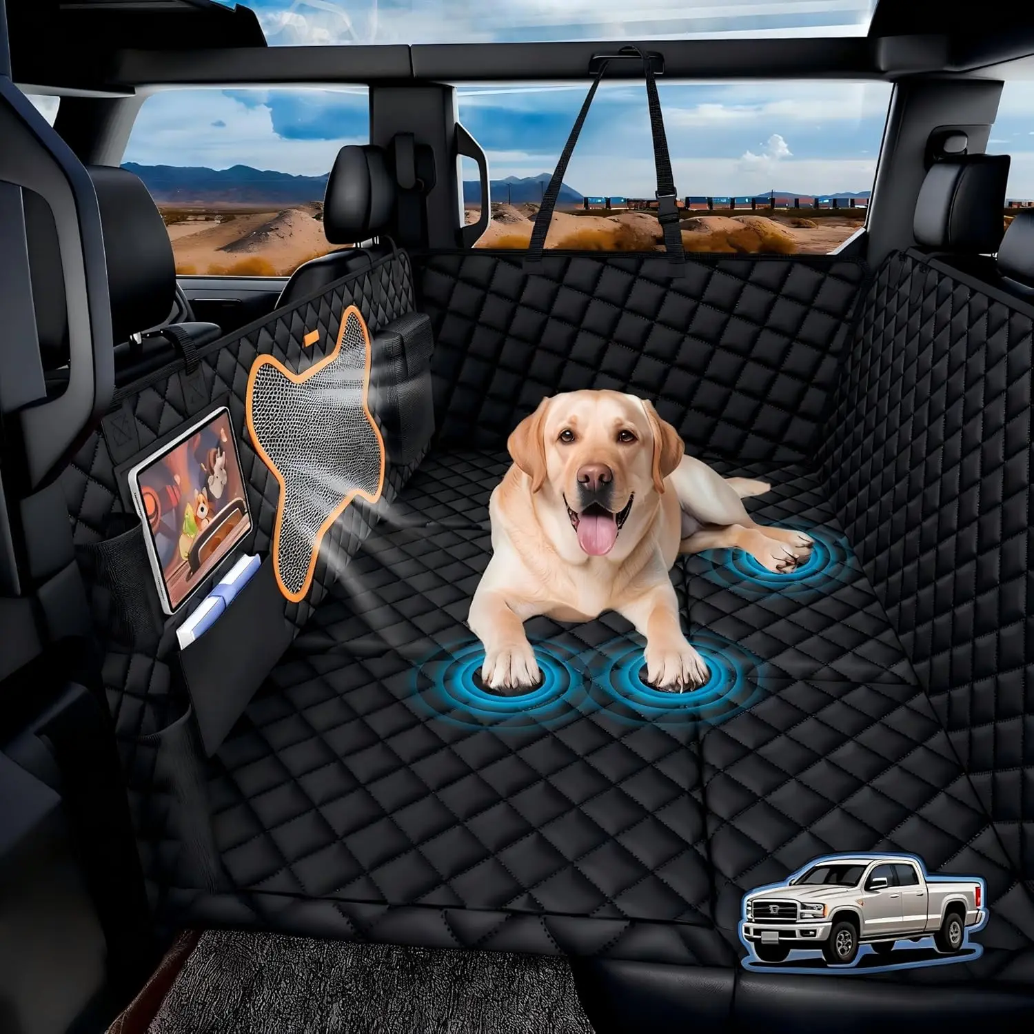 

XXL Waterproof Dog Seat Cover for Trucks and SUVs, Non-Slip Back Seat Protector with 400Lbs Capacity