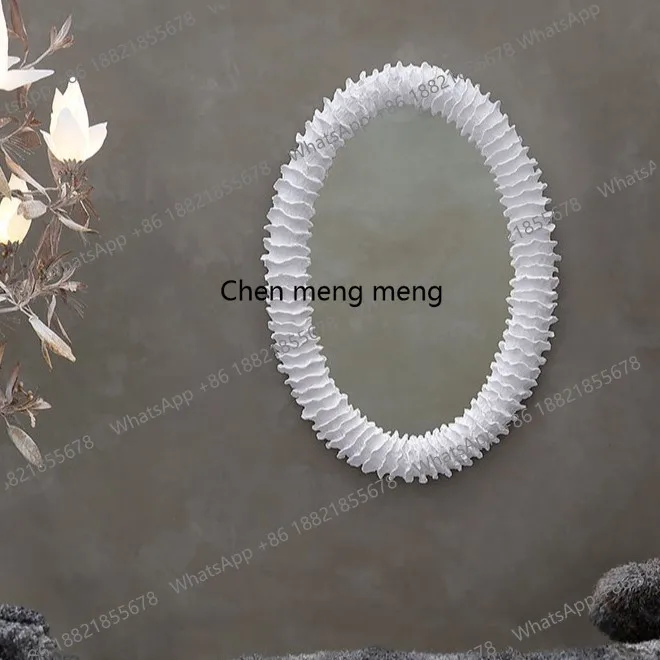 

Европейское круглое настенное зеркало для макияжа в кремовом стиле, роскошное, для спальни и ванной комнаты