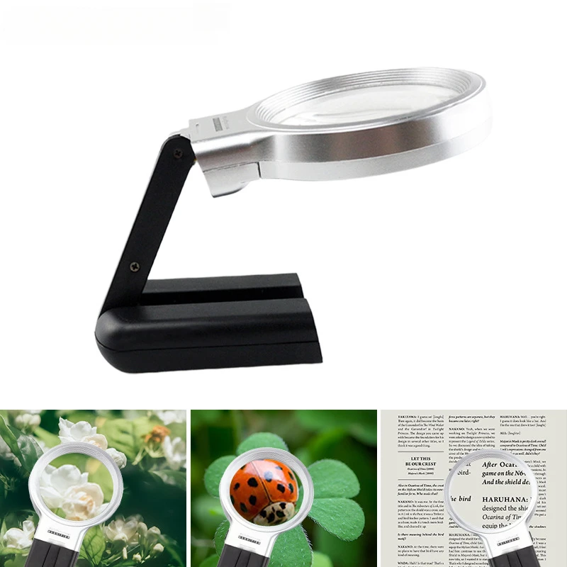 

Foldable Desktop LED Magnifier 3x Portable Handheld Desktop 2-in-1 Reading Magnifier