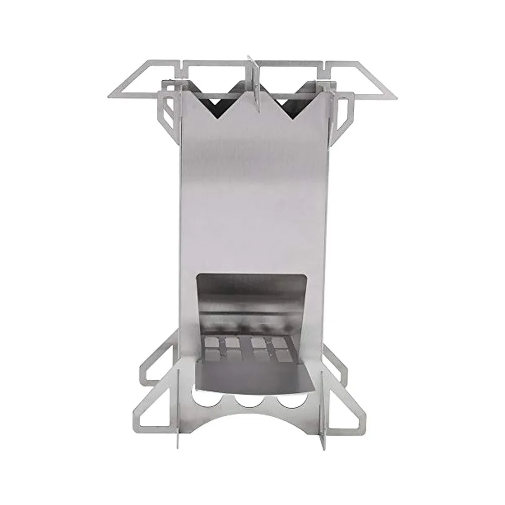 Lightweight 178g Wood Burning Stove 24x18cm Stainless Steel 201 1.2mm Portable for Camping Backpacking and Hiking Trips