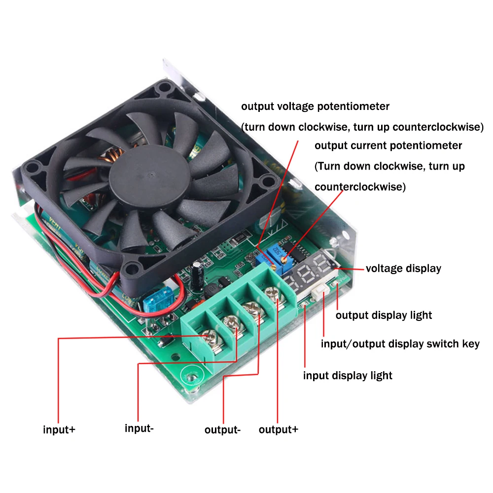 Boost Module DC10-60V to DC12-60V 600W Adjustable Constant Current Voltage Digital Display Boost Charging Power Supply Module