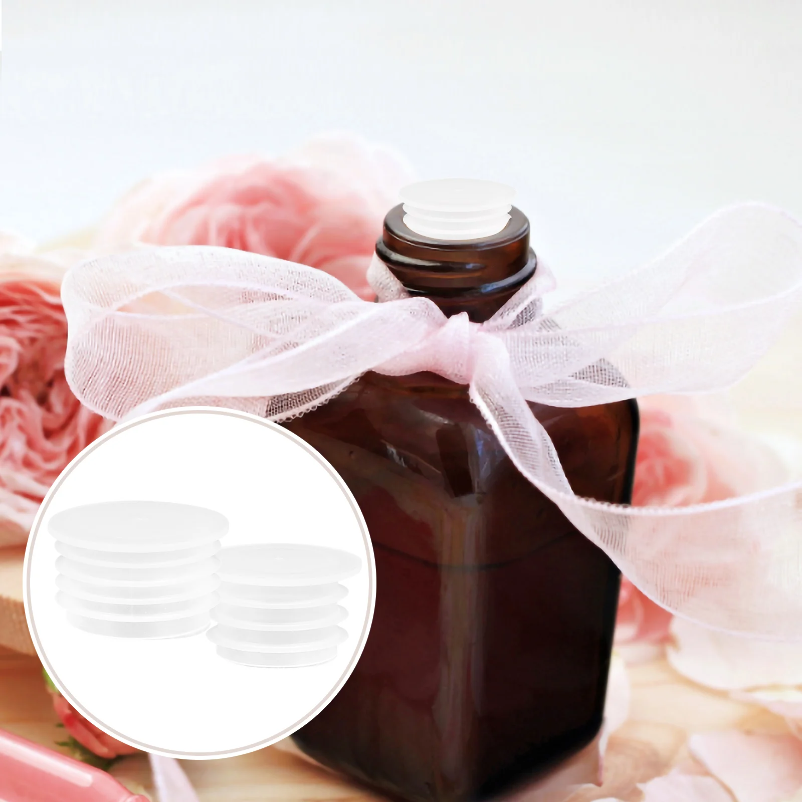 

200pcs Wine Bottle Caps For Glass Bottles Clear Plastic Stopper Replacement Lids Toppers Sealing Essential Oils Seasoning