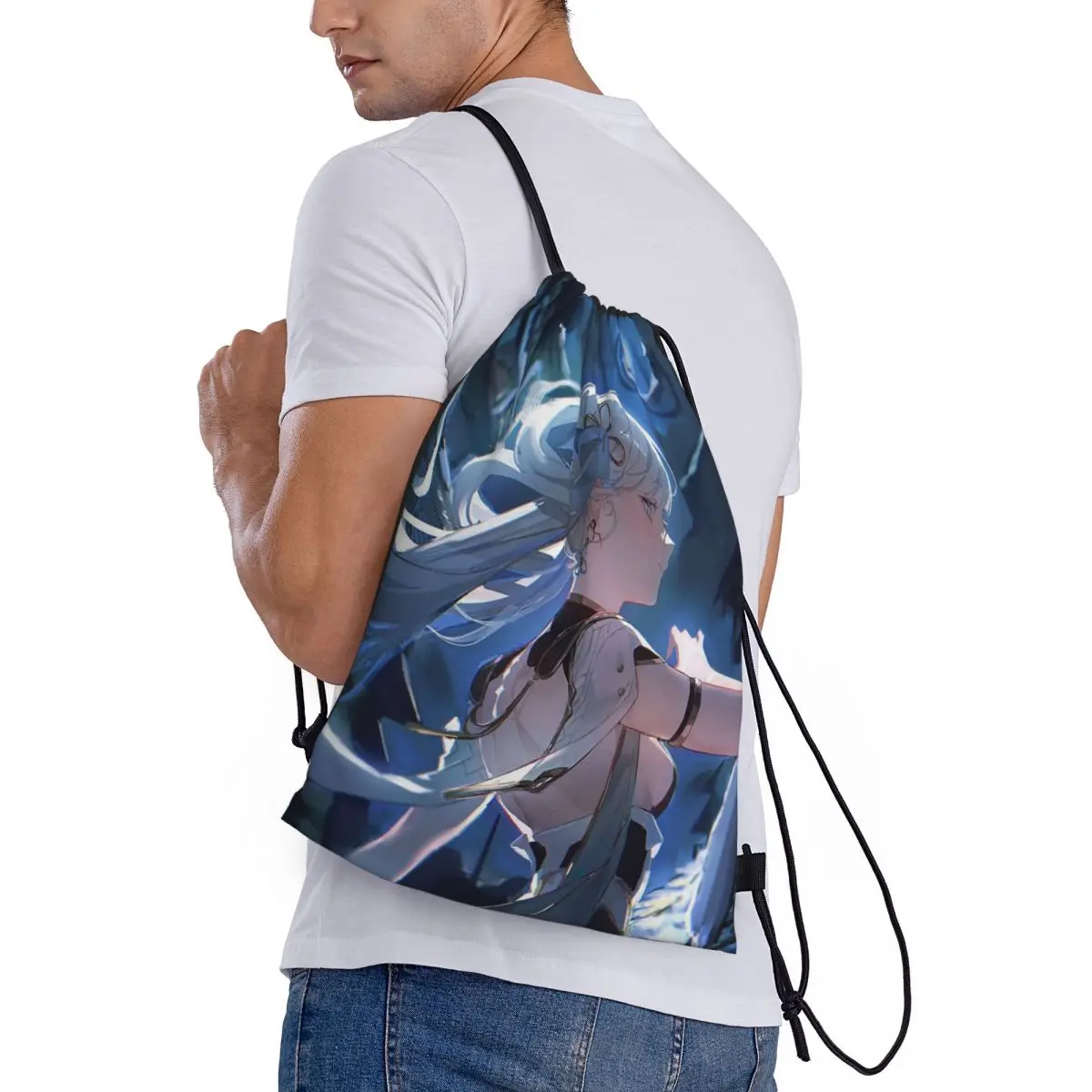 

Jinhsi Wuthering Waves Backpacks Multi-function Drawstring Bundle Pocket Sundries Bag Book Bags for Man Woman School