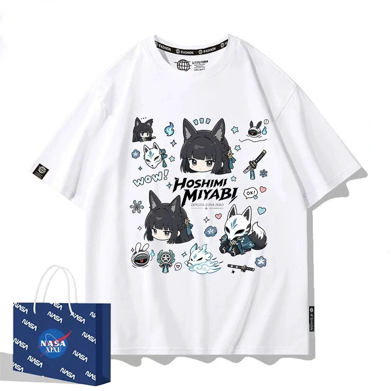 Camiseta de dibujos animados de Ellen Joe Game ZZZ Zenless Zone Zero Vivian Hoshimi Miyabi para mujer y hombre, tops de verano, disfraz lindo