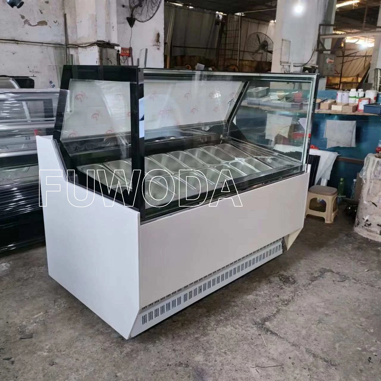 with 12 Trays High Quality Stainless Steel Ice Cream Cake Chiller Ice Cream Display Cake Showcase