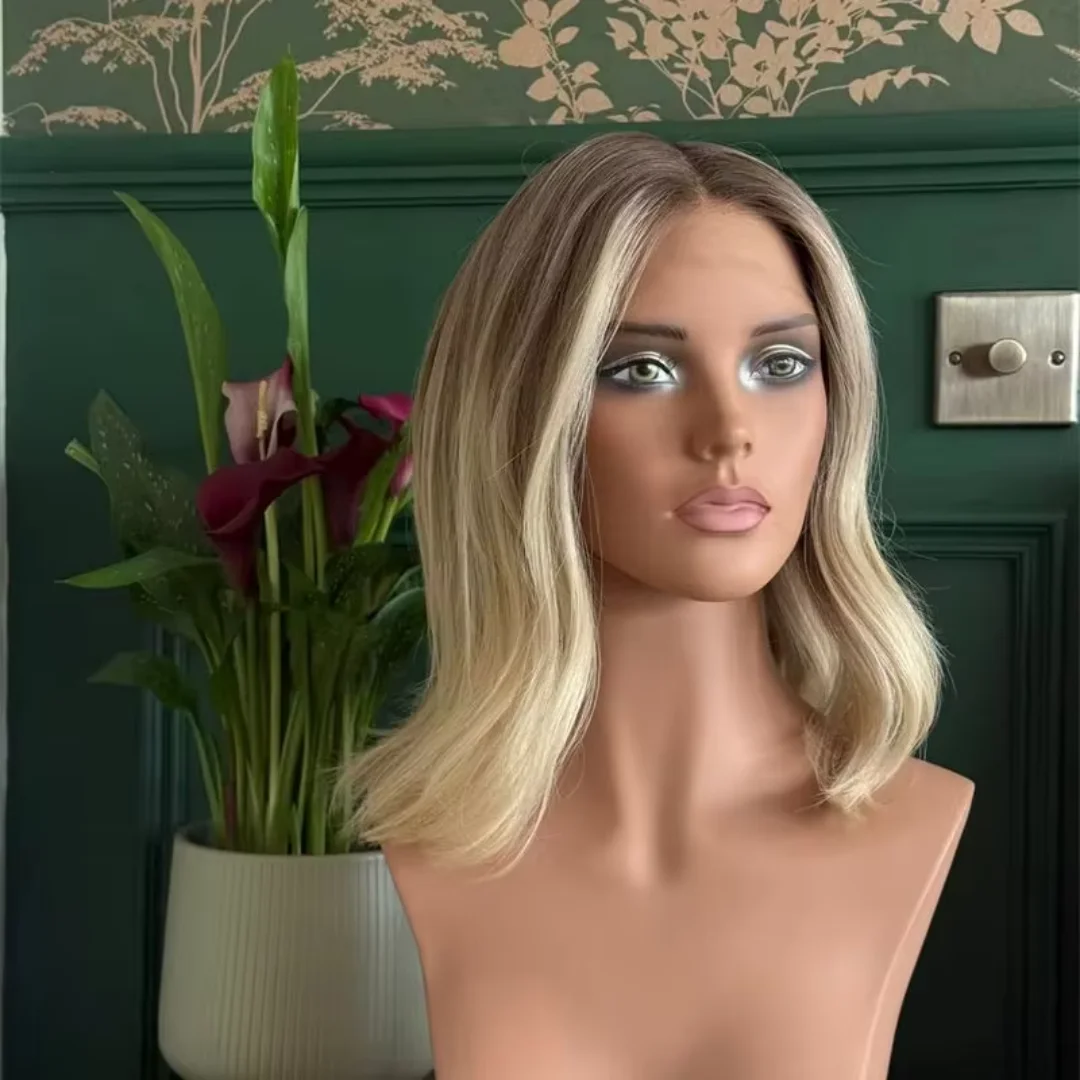 Long24Inch Highlight Blond Wave with Bangs Natural HD Lace Wig for Women Pre-Plucked Transparent Lace Frontal Versatile Hair Wig