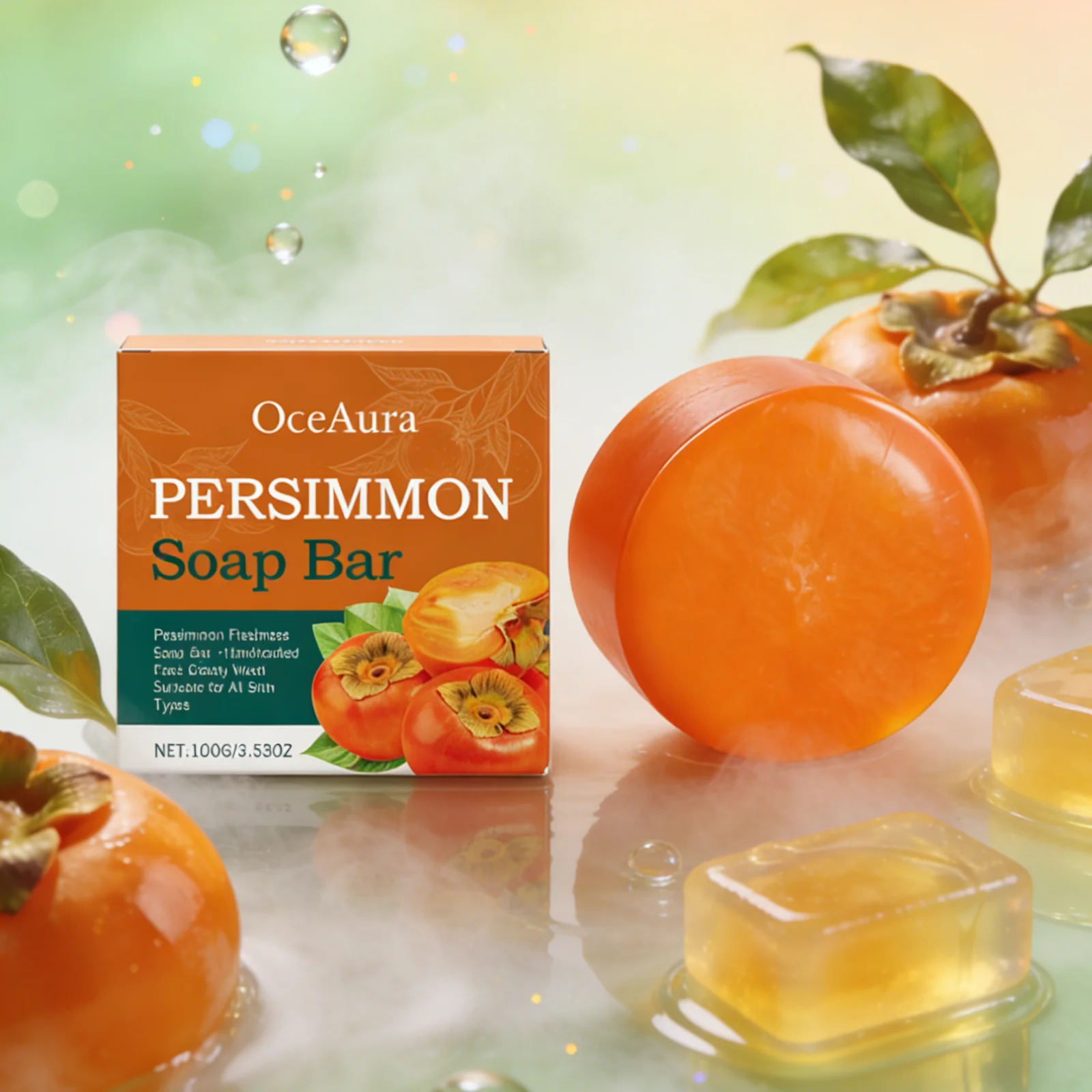 Persimmon Soap Eliminates Odors Oil Control Refreshing Soft Smooth Professional Skin Cleaning Dirt Remover Wash Soap Bar 100g